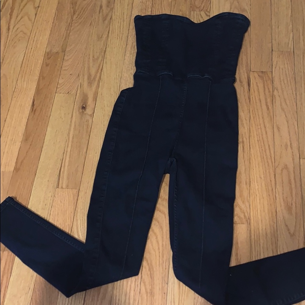 Topshop Strapless Denim Jumpsuit